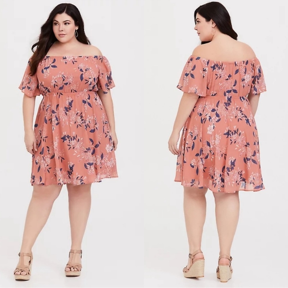 TORRID Vintage Orange Floral Chiffon Skater Dress
